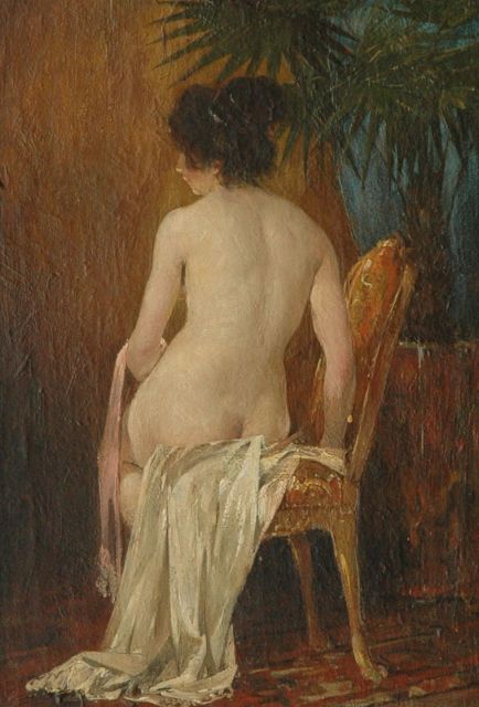 Hobbe Smith | Poserend naakt, olieverf op doek, 43,7 x 30,0 cm, gesigneerd l.o.