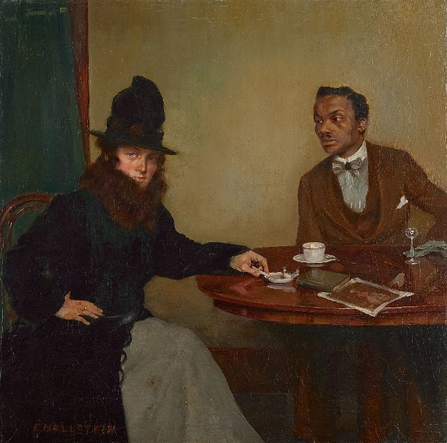 Hollstein E.  | Café, Parijs, olieverf op doek 51,8 x 51,1 cm, gesigneerd l.o.