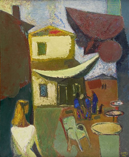 Wim Oepts | Zonnig straatje in de Provence, olieverf op board, 61,1 x 50,3 cm, gesigneerd r.o. en gedateerd 1953