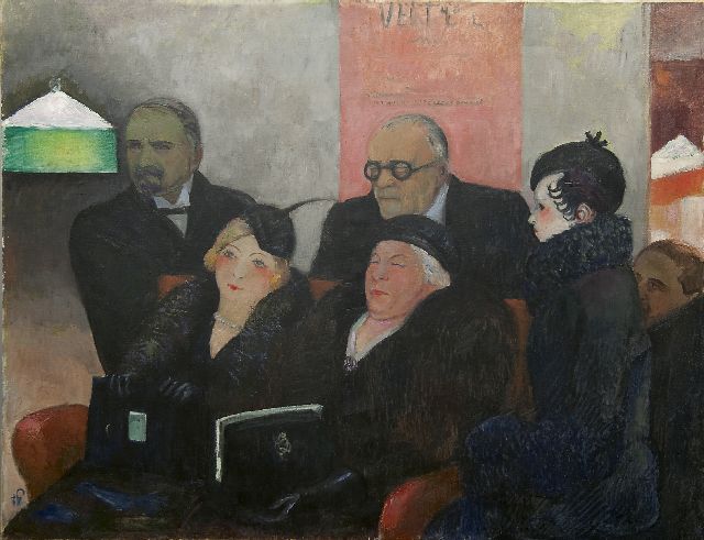 René Georges Hermann-Paul | Bij de notaris, olieverf op doek, 100,2 x 129,4 cm, gesigneerd l.o. met monogram en te dateren ca. 1920