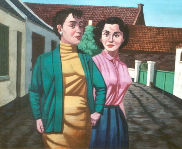 Toon Muysenberg | Vrouwen in Thorn, Limburg, gouache op papier, 46,6 x 55,1 cm, gesigneerd l.o.