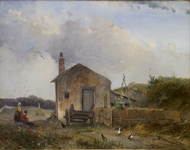 Johan Barthold Jongkind | Schuurtje in de duinen, olieverf op paneel, 23,0 x 29,2 cm, gesigneerd r.o. en gedateerd '45