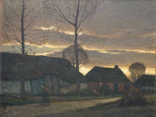 Eugen Kampf | Boerendorp, olieverf op doek, 60,4 x 81,1 cm