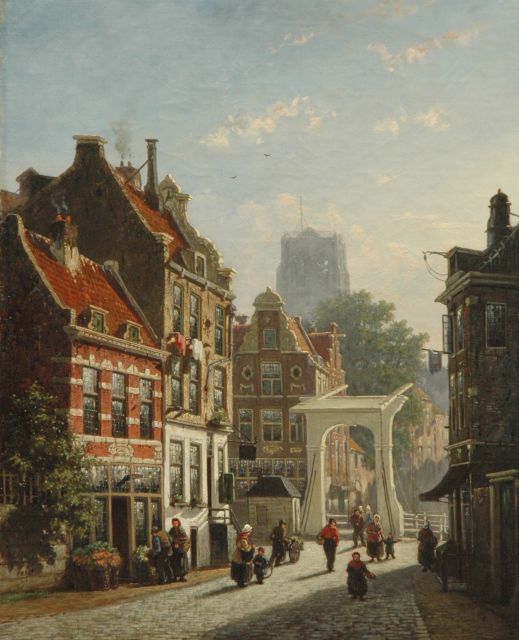 Frederik Roosdorp | Stadsgezicht met ophaalbrug, olieverf op doek, 55,7 x 45,4 cm, gesigneerd l.o. met initialen en gedateerd '65