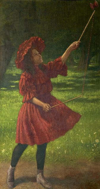 Vittorio Schiavon | Meisje met diabolo, olieverf op doek, 155,1 x 81,5 cm, gesigneerd r.o.