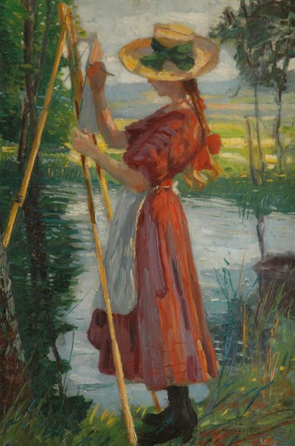 Fritz Gärtner | De jonge schilderes, olieverf op doek, 75,1 x 50,3 cm, gesigneerd r.o.