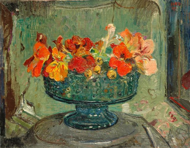 Harm Kamerlingh Onnes | Bloemstilleven, olieverf op doek, 27,3 x 34,6 cm, gesigneerd r.b. met initialen en gedateerd '47