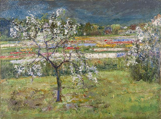 Jacobus Doeser | Bloeiende bollenvelden, olieverf op doek, 60,7 x 80,5 cm, gesigneerd r.o.