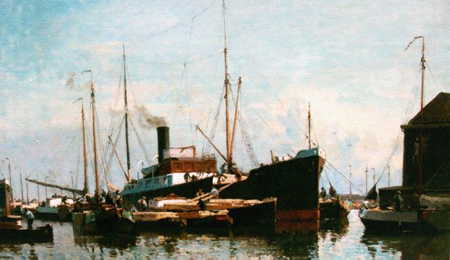 Cornelis Vreedenburgh | Werkhaven, olieverf op doek, 60,4 x 90,2 cm, gesigneerd l.o. en gedateerd 1928