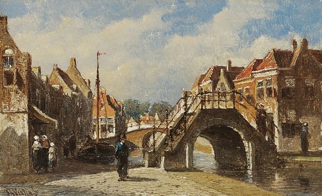 Petrus Gerardus Vertin | Zomerse dag in Monnickendam, olieverf op paneel, 9,8 x 15,8 cm, gesigneerd l.o.