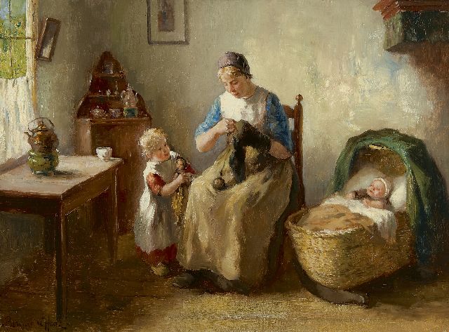 Bernard de Hoog | Jong geleerd is oud gedaan, olieverf op doek, 30,6 x 40,9 cm, gesigneerd l.o.