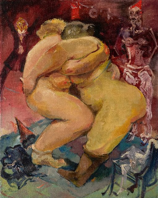 Luc de Rycke | Zoals vrouwen worstelen, olieverf op doek, 50,3 x 40,4 cm, gesigneerd l.o. met monogram en voluit en te dateren ca. 1930