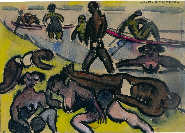 Bouten A.F.X.  | Zwemmers, aquarel op papier 15,5 x 21,7 cm, gesigneerd r.b. en te dateren jaren '20