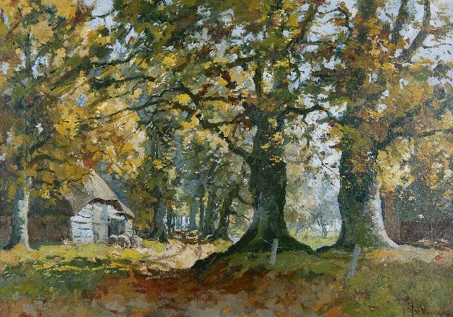Jan van Vuuren | Schaapskooi in Nunspeet, olieverf op doek, 50,5 x 70,8 cm, gesigneerd r.o.