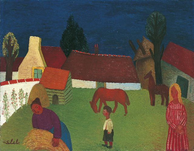 Ferry Slebe | Boerderij, olieverf op doek, 51,1 x 65,2 cm, gesigneerd l.o. en gedateerd '46
