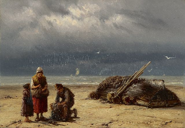 Jan H.B. Koekkoek | Het begin van de dag, olieverf op paneel, 18,4 x 26,4 cm, gesigneerd r.o.