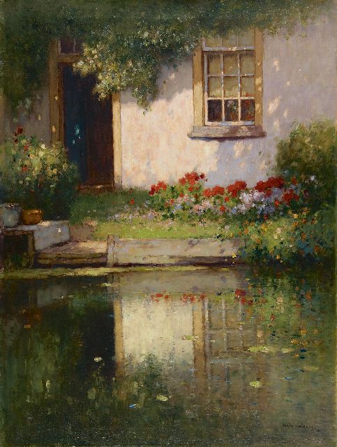 Aris Knikker | Zonnig bloementuintje bij een huis, olieverf op doek, 80,1 x 60,3 cm, gesigneerd r.o. en te dateren jaren '30