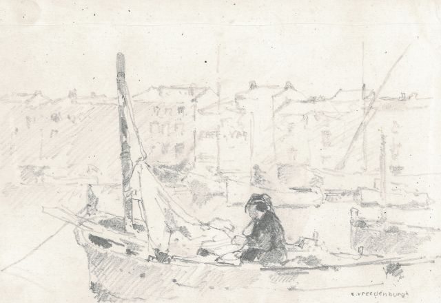 Cornelis Vreedenburgh | Vissershaven, Zuid Frankrijk, potlood op papier, 12,4 x 19,4 cm, gesigneerd r.o.