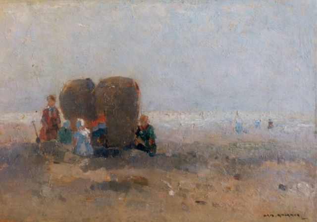 Aris Knikker | Strandgezicht, olieverf op schildersboard, 19,5 x 28,0 cm, gesigneerd r.o.