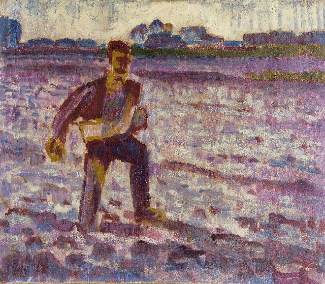 Jan Altink | De Zaaier, wasverf op doek, 55,0 x 63,6 cm, gesigneerd l.o. en gedateerd '25