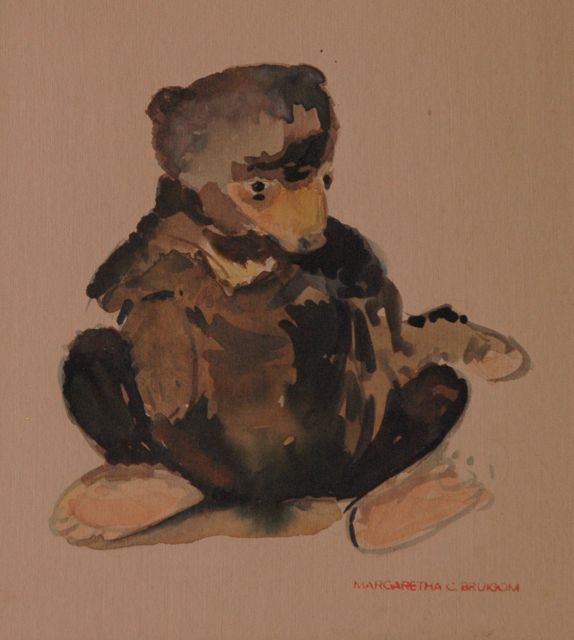 Greta Bruigom | Beer, aquarel op papier, 22,1 x 17,8 cm, gesigneerd r.o. met naamstempel
