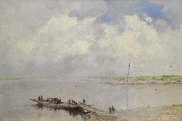 Johan Hendrik van Mastenbroek | De veerpont, olieverf op doek, 40,3 x 60,4 cm, gesigneerd r.o. en gedateerd 1931