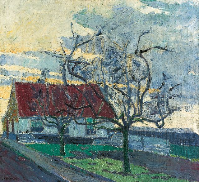 Schuhmacher W.G.C.  | Een boerderij, olieverf op doek 39,3 x 43,0 cm, gesigneerd l.o. en te dateren ca. 1914