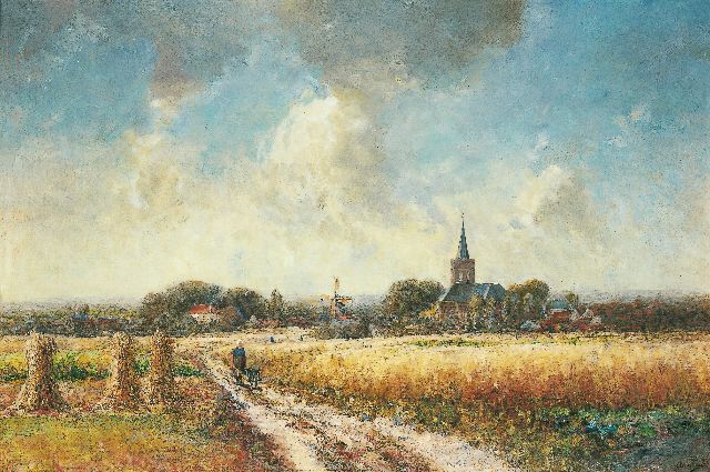 Jan Hillebrand Wijsmuller | Zomers gezicht op Ede vanaf de Paaschberg, olieverf op doek, 70,9 x 105,2 cm, gesigneerd r.o. en gedateerd 'Ede 1920'