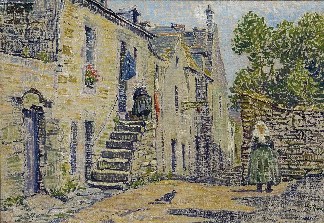 Edith Pijpers | Zeeuws straatje, olieverf op doek op board, 38,4 x 54,7 cm, gesigneerd r.o.