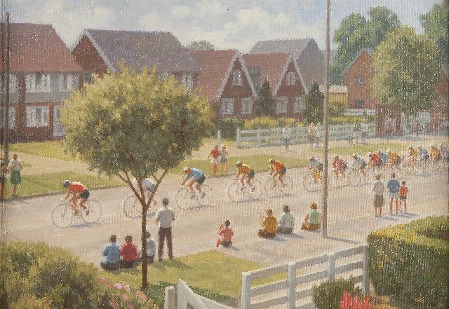Edward Albert Hickling | De Milk Race (Ronde van Engeland), olieverf op doek, 35,0 x 48,0 cm, gesigneerd verso