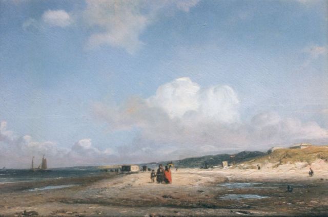 Willem van Deventer | Langs het strand, olieverf op paneel, 12,3 x 18,2 cm, gesigneerd l.o.