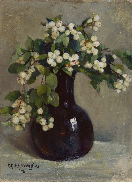 Elise Arntzenius | Sneeuwbes, olieverf op paneel, 40,8 x 30,0 cm, gesigneerd l.o. en gedateerd '46