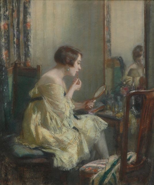 Salomon Garf | Toilet maken (vermoedelijk de actrice Annie Verhulst), pastel op papier, 85,6 x 71,9 cm, gesigneerd l.o.
