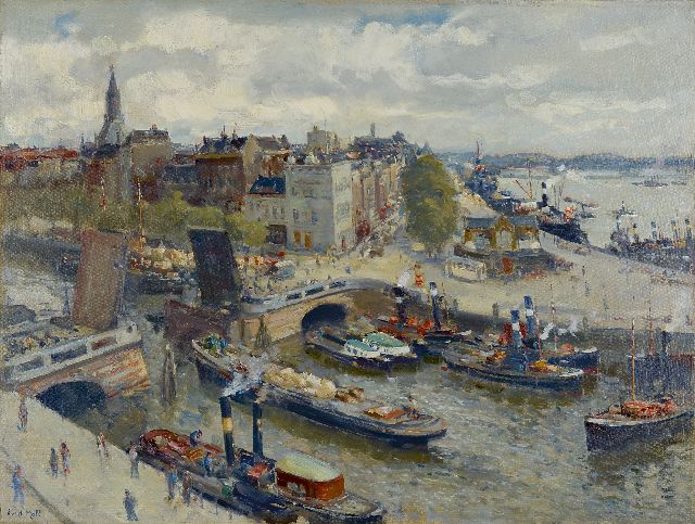 Evert Moll | Gezicht op de Boompjes, Rotterdam, olieverf op doek, 61,0 x 80,7 cm, gesigneerd l.o.