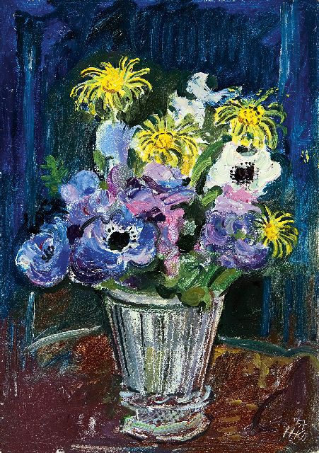 Harm Kamerlingh Onnes | Zomerboeket, olieverf op board, 24,0 x 17,0 cm, gesigneerd r.o. met monogram en gedateerd '57