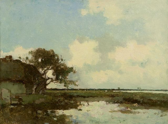 Aris Knikker | Polderlandschap, olieverf op doek, 32,3 x 43,3 cm, gesigneerd l.o.