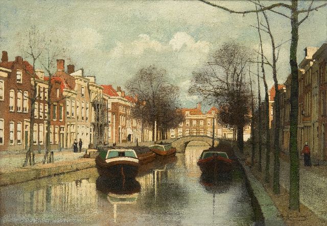 Karel Klinkenberg | Hollandse gracht, olieverf op paneel, 17,9 x 25,1 cm, gesigneerd r.o.