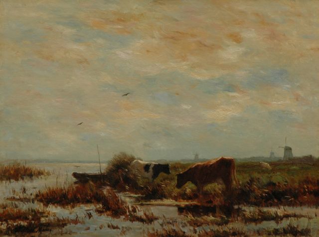 Willem Maris | Grazende koeien, olieverf op doek, 61,0 x 80,9 cm, gesigneerd l.o.