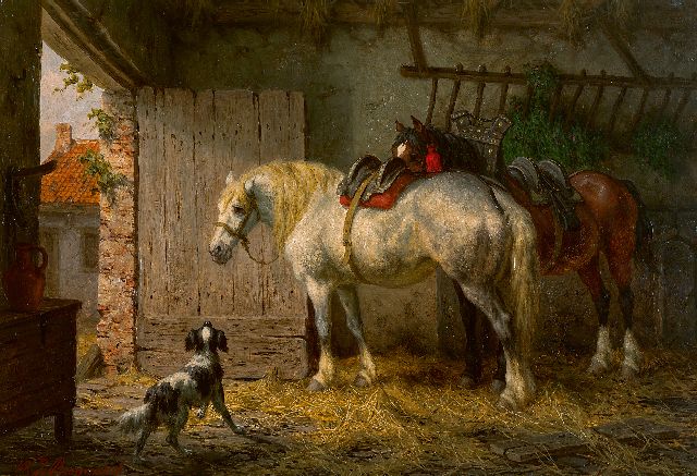 Willem Johan Boogaard | Klaar voor het werk, olieverf op paneel, 27,5 x 40,0 cm, gesigneerd l.o. en verso gedateerd 'Anvers' 1887