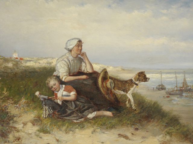 Henricus Joannes Mélis | Op de uitkijk, olieverf op doek, 37,2 x 48,5 cm, gesigneerd l.o.