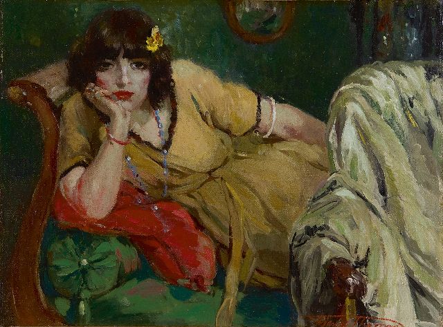 Henri Thomas | Voor het bal, olieverf op doek op paneel, 26,0 x 34,7 cm, gesigneerd r.o.