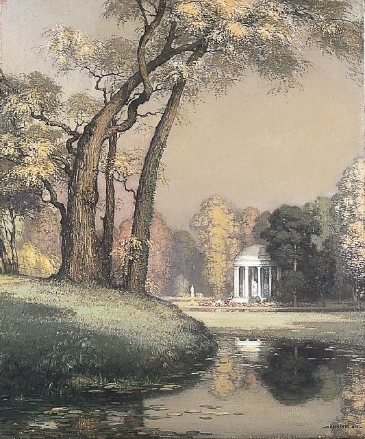 Jan Bogaerts | Vijver te Versailles, olieverf op doek, 60,4 x 50,3 cm, gesigneerd r.o. en gedateerd 1914