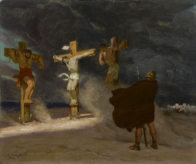 Arthur Kampf | Golgotha, olieverf op board, 50,1 x 60,0 cm, gesigneerd l.o. en gedateerd 1944