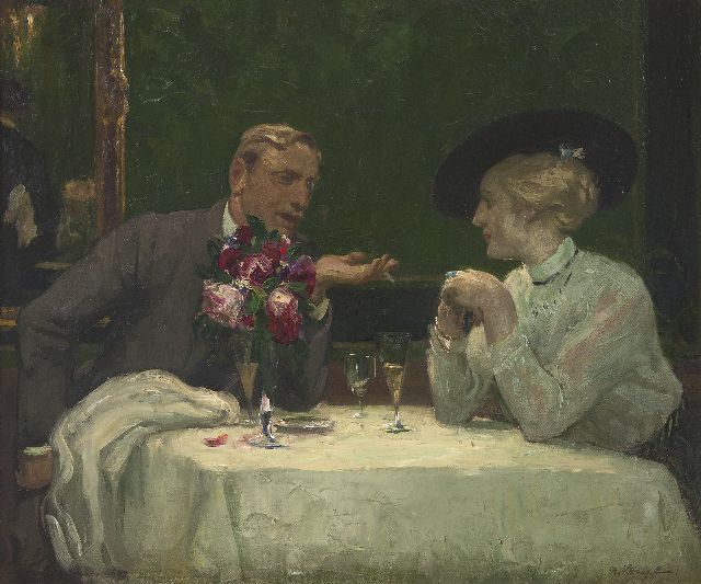 Arthur Kampf | Rendez-vous, olieverf op doek, 52,5 x 63,3 cm, gesigneerd r.o.