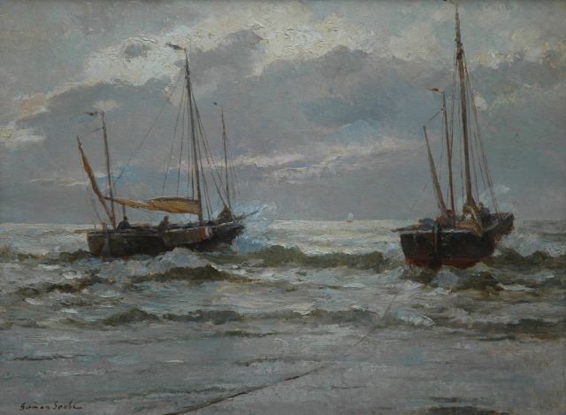 German Grobe | Uitvarende bommen bij avond, olieverf op doek, 60,0 x 80,3 cm, gesigneerd l.o.