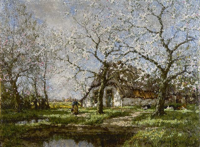 Arnold Gorter | Boerenerf in de lente, olieverf op doek, 55,7 x 74,8 cm, gesigneerd r.o.