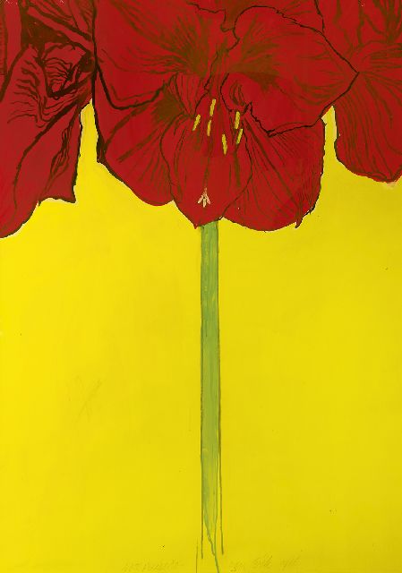 Erik Andriesse | Amaryllis, gouache op papier, 115,0 x 81,0 cm, gesigneerd m.o. en gedateerd 1986
