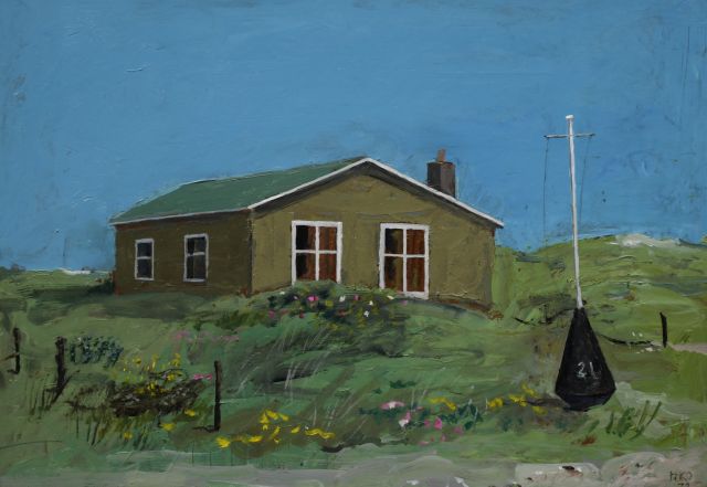 Harm Kamerlingh Onnes | Duinhuis in Midsland aan Zee, Terschelling, olieverf op board, 35,9 x 50,9 cm, gesigneerd r.o. met monogram en gedateerd '72