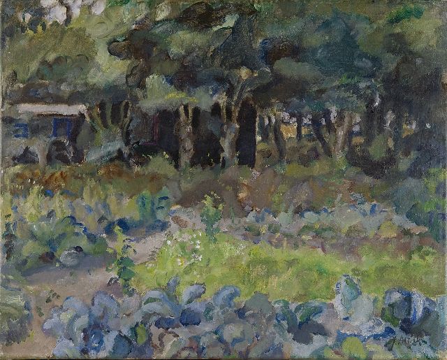 Jan Altink | Moestuin met schuur, olieverf op doek, 41,5 x 52,4 cm, gesigneerd r.o.