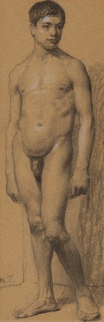 Thedy M.E.G.  | Academiestudie, houtskool en krijt op papier 33,6 x 11,1 cm, gesigneerd l.o. met initialen